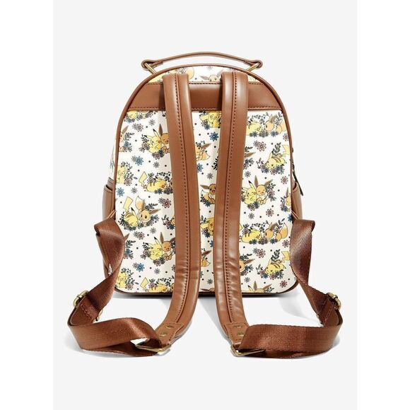 Loungefly Pokemon Pikachu and Eevee Love Floral Mini Backpack New With Tags - Picture 3 of 4